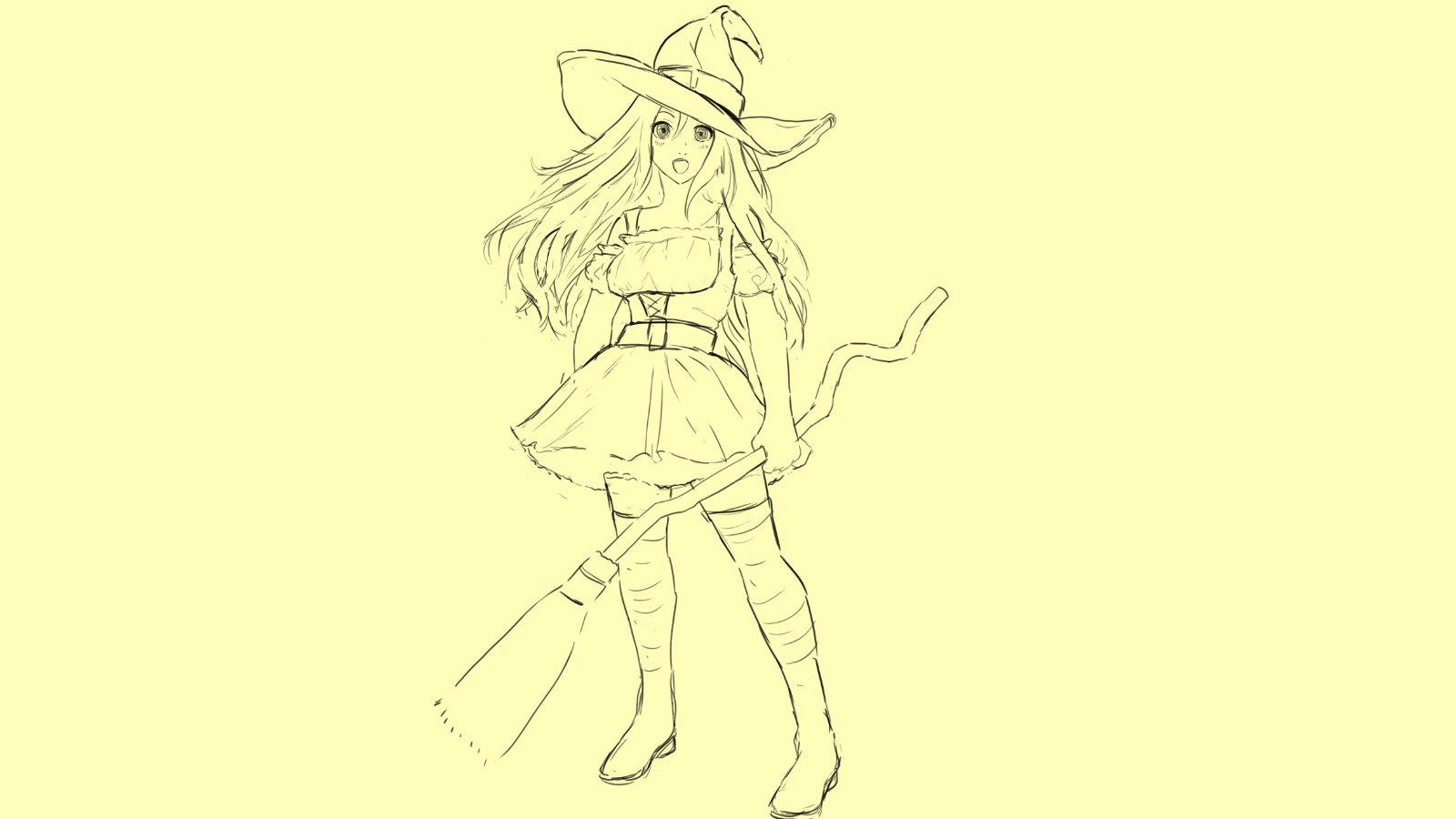 one cute anime witch girl dressed in purple