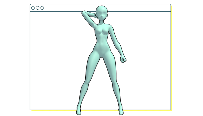 Kobiece ciało na siatkowej podstawie w palcach T-Pose model 3D $12 -  .unknown .3ds .c4d .dae .dwg .dxf .fbx .max .ma .obj .stl - Free3D